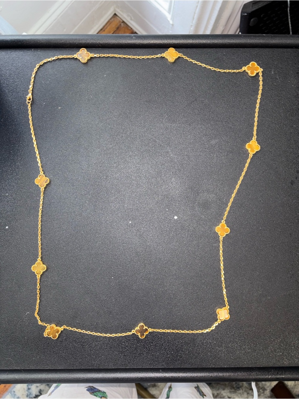Van Cleef & Arpels Gold Clover Motif Station Necklace